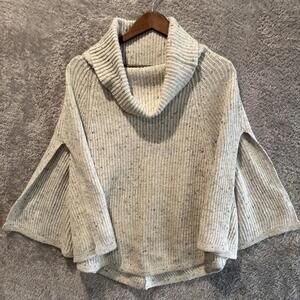 Womens Cowl Neck Poncho Beige Oatmeal One Size Gladiator Cozy